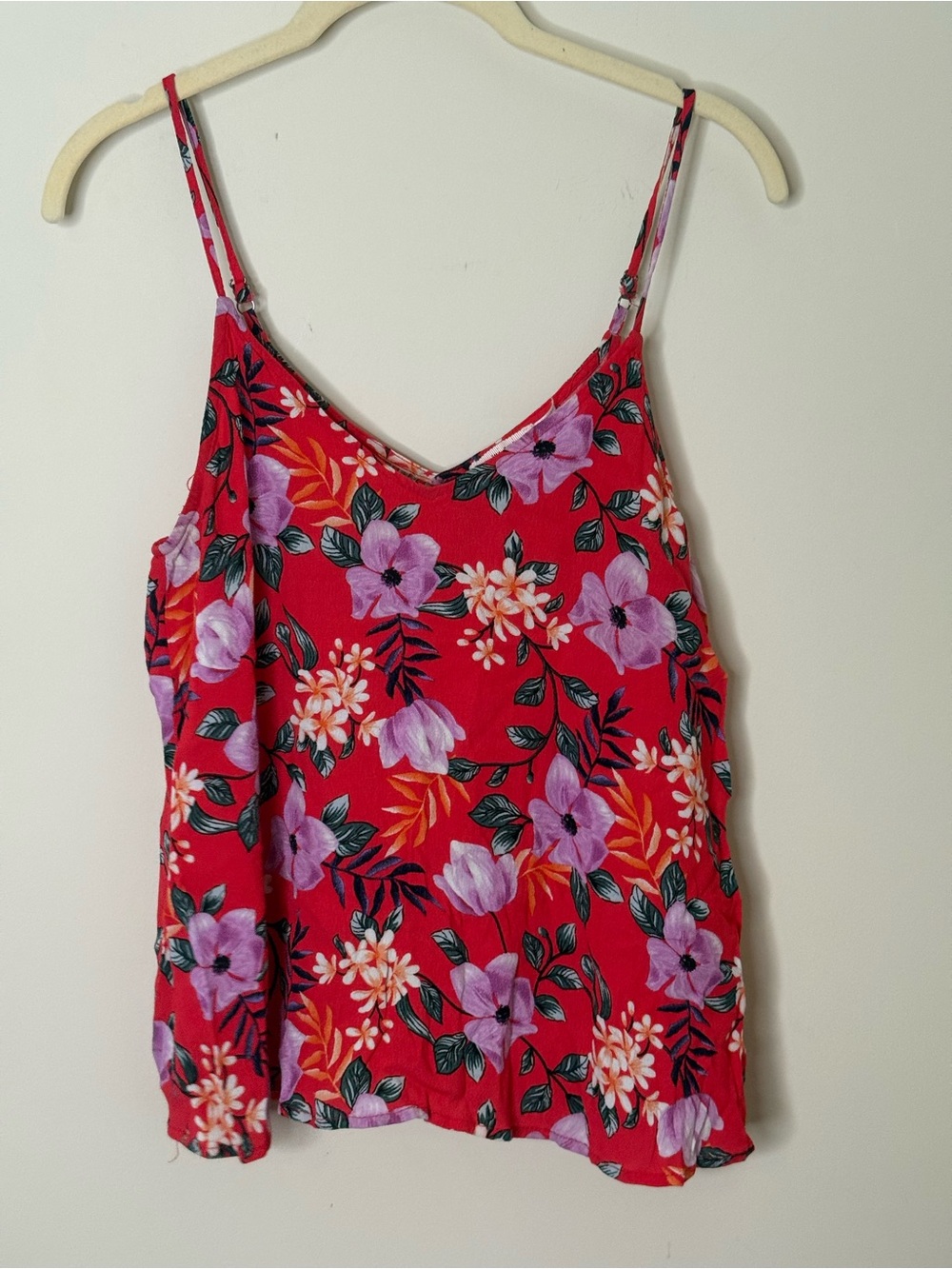 miami Red Floral V-Neck Spaghetti Strap Tank
